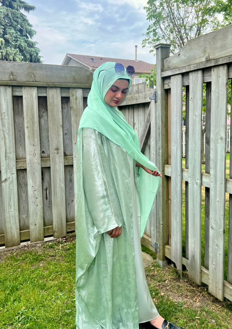 Moonlit Shimmer Satin Abaya Sets