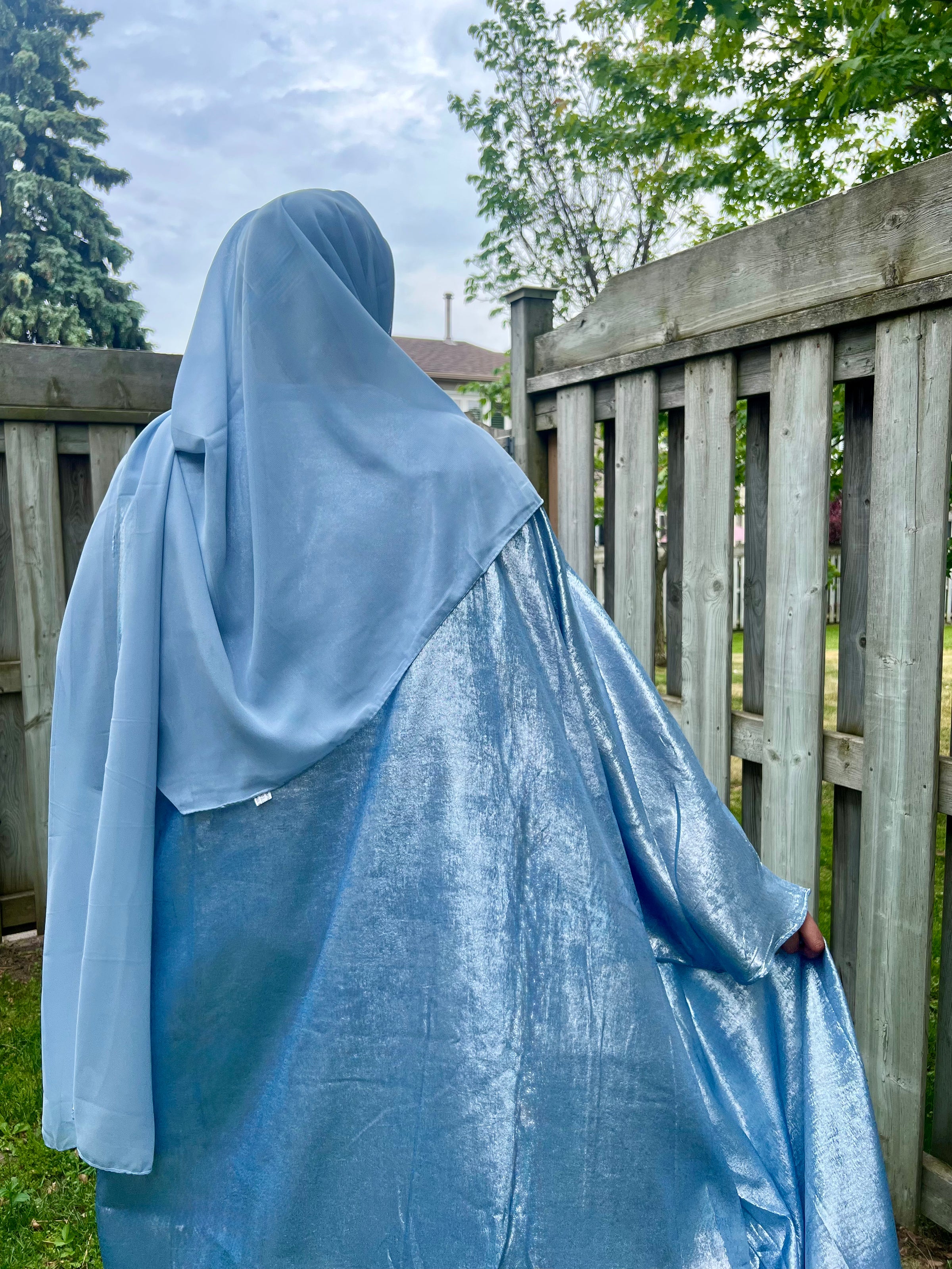 Moonlit Shimmer Satin Abaya Sets