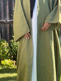 Turkish Style Open Linen Abaya - Apparels F M