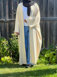 Turkish Style Open Linen Abaya - Apparels F M