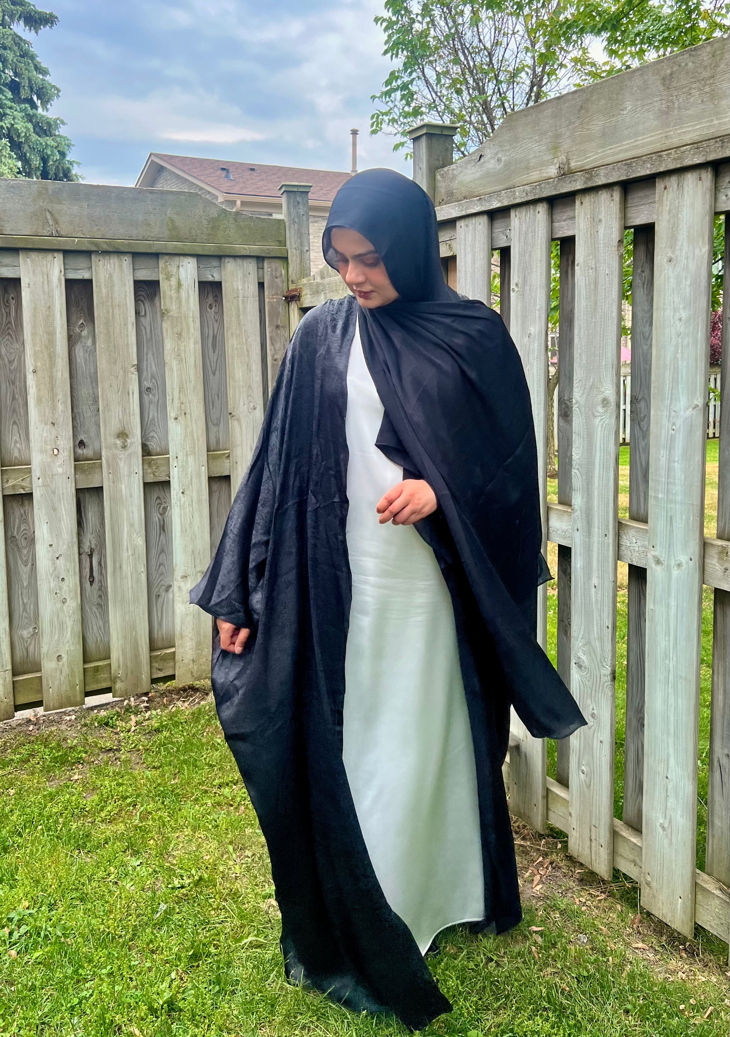 Moonlit Shimmer Satin Abaya Sets