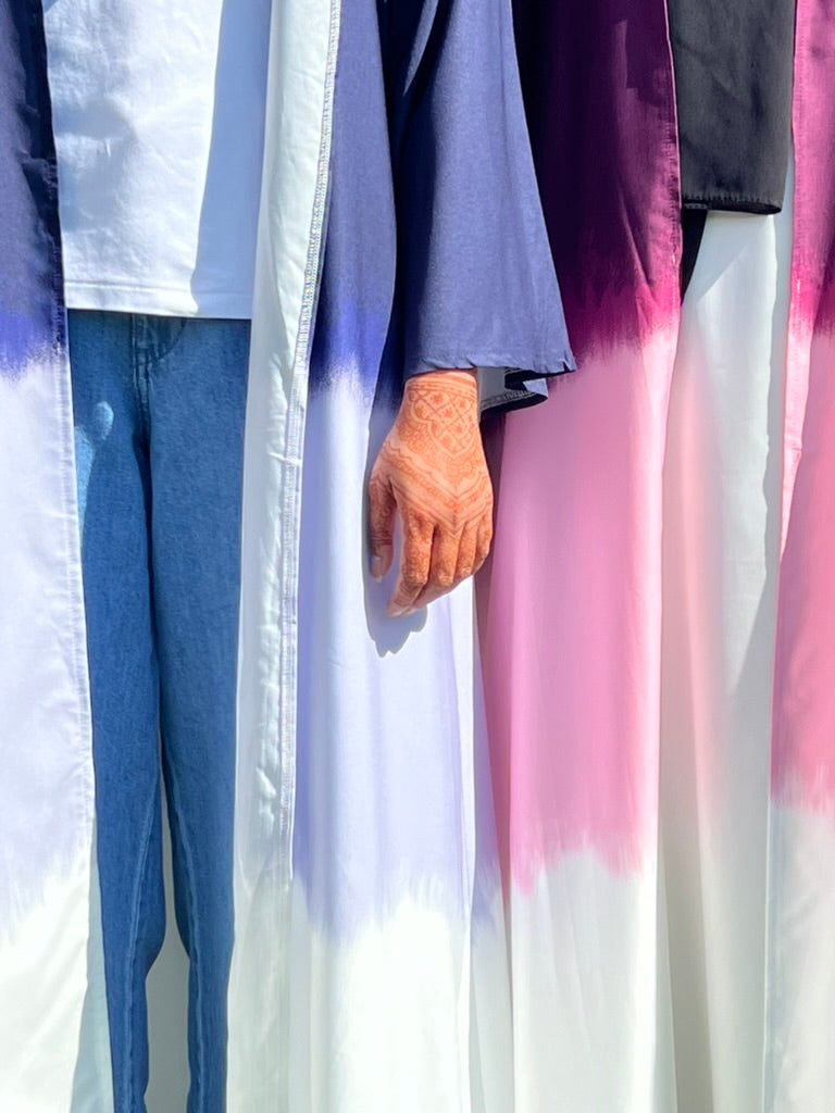 Gradient Open Silk Kimono Abaya - Apparels F M