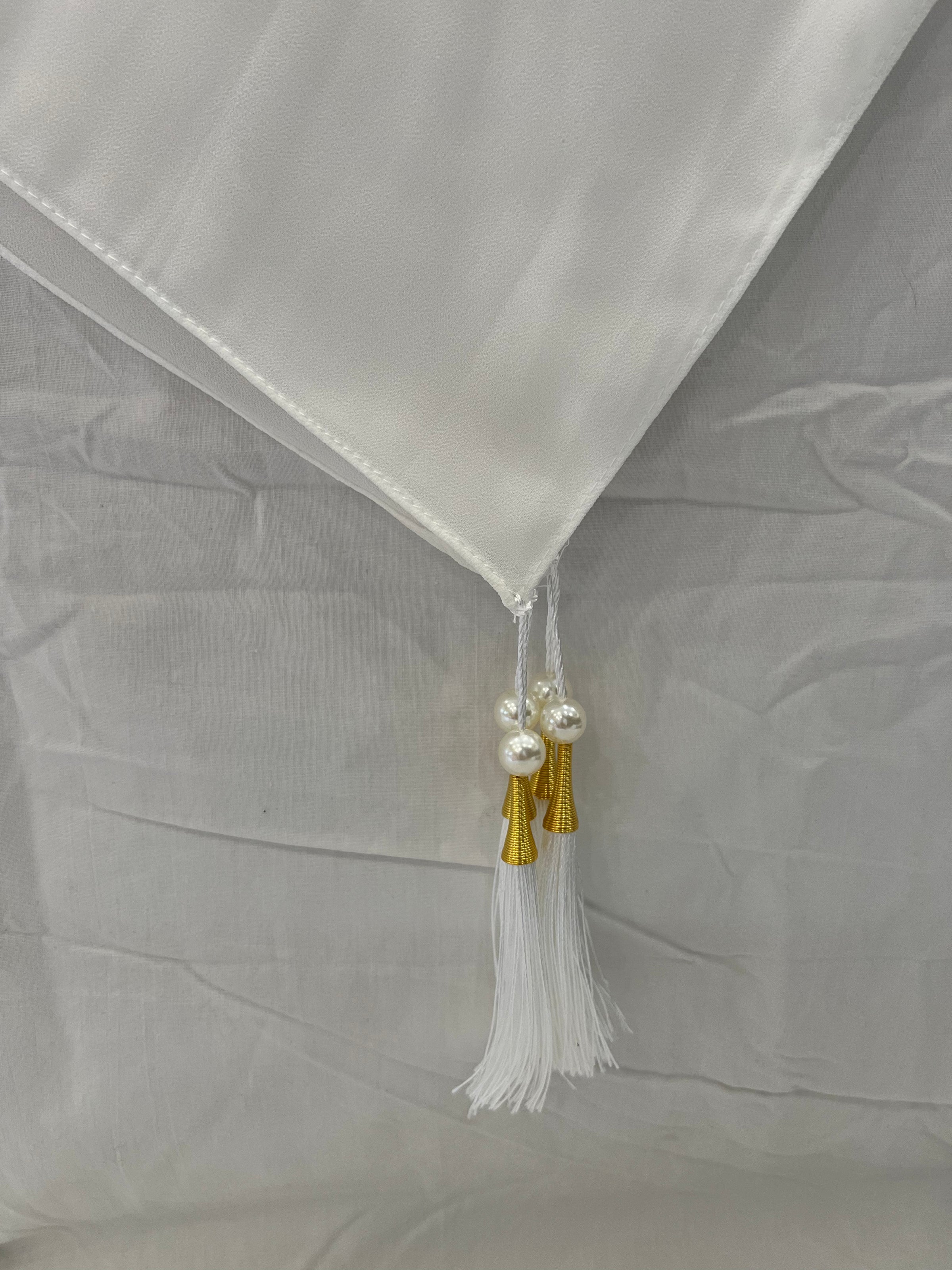 Premium Pearl Chiffon with Tassles Square Scarf - Apparels F M