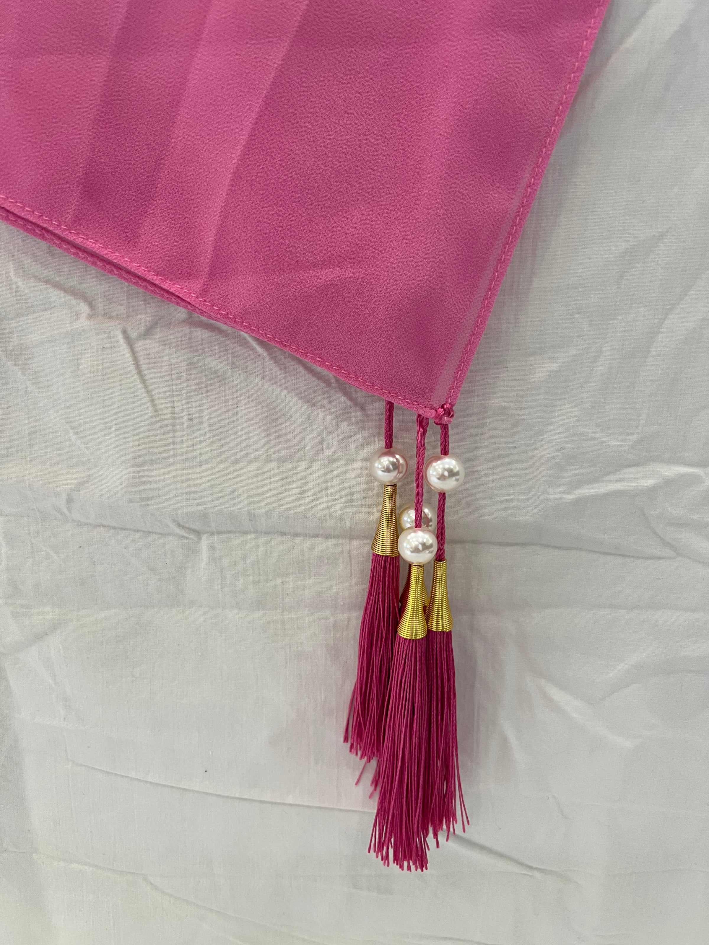 Premium Pearl Chiffon with Tassles Square Scarf - Apparels F M
