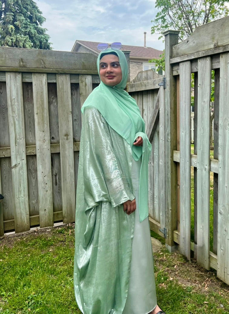 Moonlit Shimmer Satin Abaya Sets