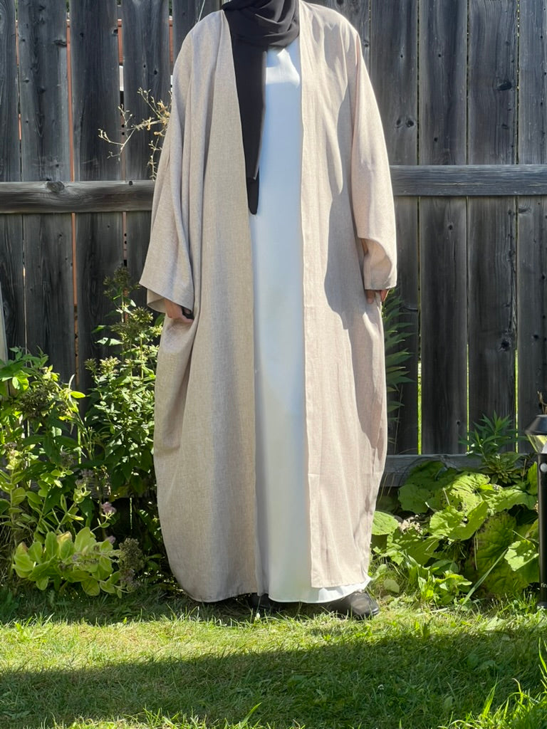 Turkish Style Open Linen Abaya - Apparels F M