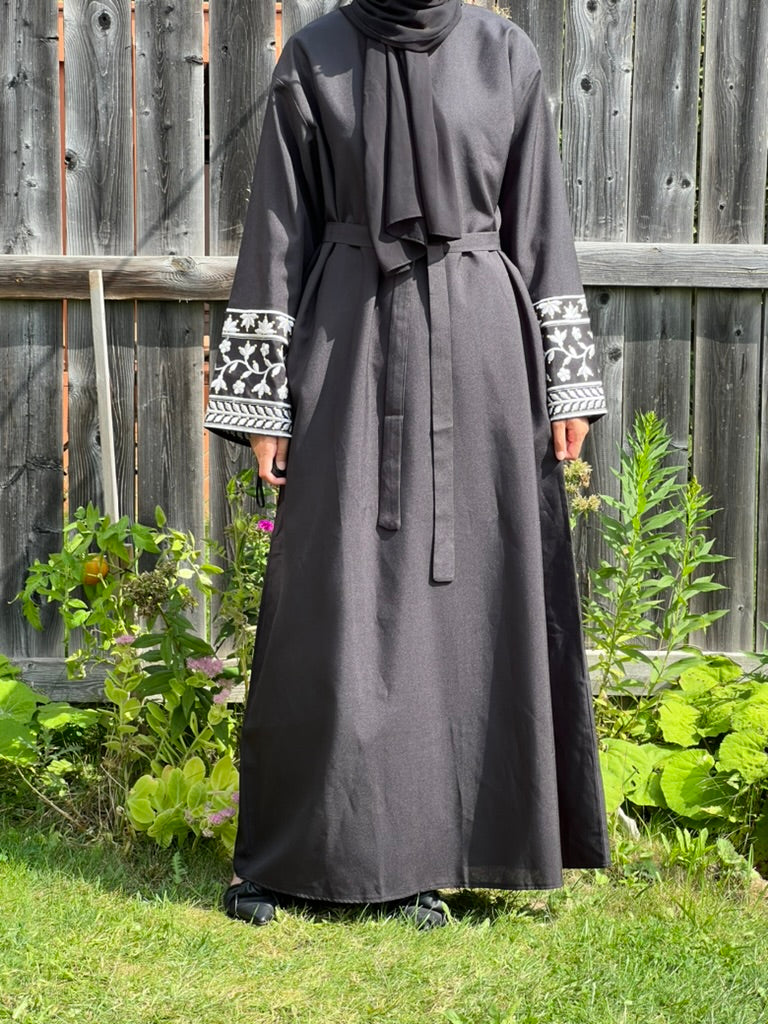 Blossoms Embroidery Abaya Dress - Apparels F M