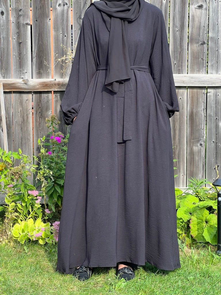 Astar Aline Front Zip Crinkle Abaya - Apparels F M
