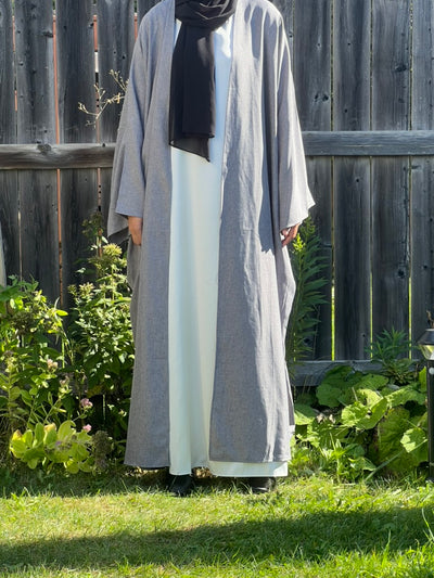 Turkish Style Open Linen Abaya - Apparels F M