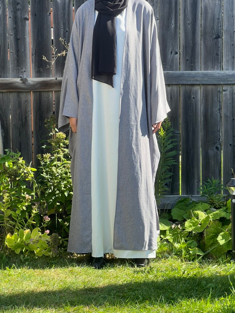 Turkish Style Open Linen Abaya - Apparels F M
