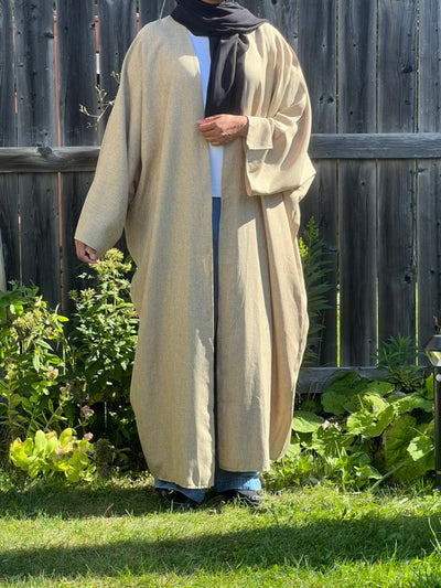 Turkish Style Open Linen Abaya - Apparels F M
